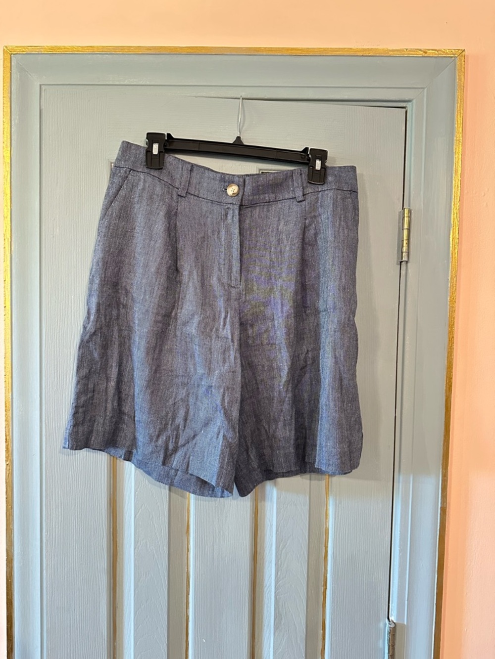 LOFT Chambray Blue High-Rise Bermuda Shorts - Picture 3 of 8